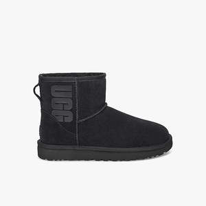 Ugg Classic Mini Rubber Logo Klassiska Stövlar Dam Svarta (320798ZCD)